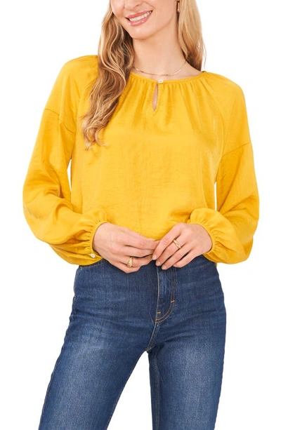 Vince Camuto Hammered Satin Blouse In Mosaic Mustard