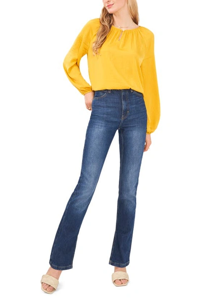 Vince Camuto Hammered Satin Blouse In Mosaic Mustard