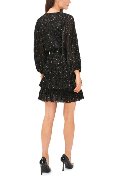 Shop Vince Camuto Tiered Metallic Long Sleeve Dress In Black