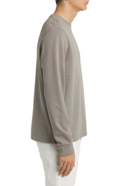 Shop Frame Duo Fold Long Sleeve Cotton T-shirt In Stone Grey