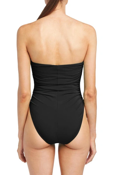Robin Piccone Aubrey Strapless Cinched One-piece Swimsuit In Black