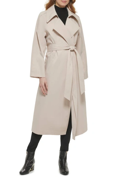 Shop Dkny Oversize Lapel Trench Coat In Almond Creme