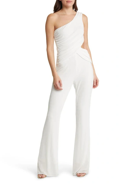 Shop Area Stars Ruched Knit One-shoulder Jumpsuit In White