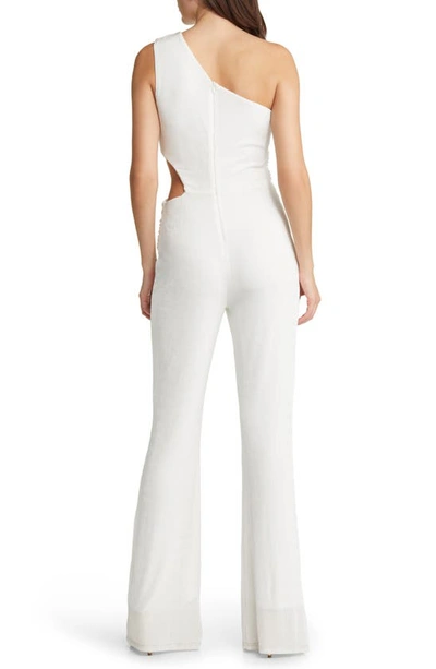 Shop Area Stars Ruched Knit One-shoulder Jumpsuit In White