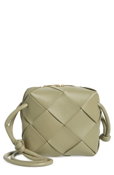 Shop Bottega Veneta Mini Intrecciato Leather Crossbody Bag In Travertine-gold