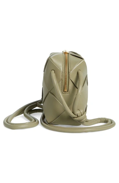 Shop Bottega Veneta Mini Intrecciato Leather Crossbody Bag In Travertine-gold