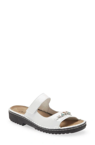 Shop Naot Slide Sandal In Pearl White Leather