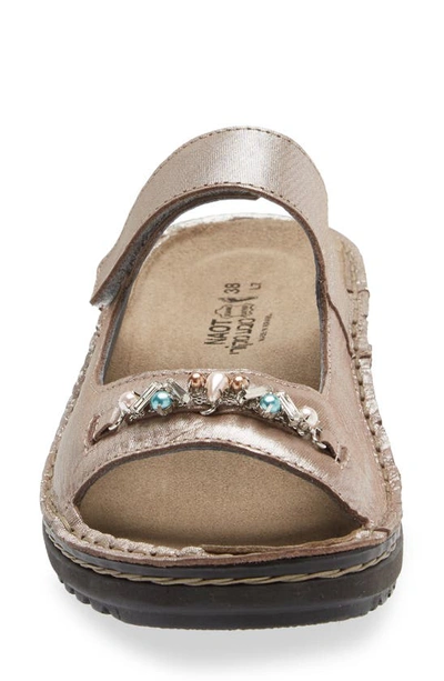 Shop Naot Slide Sandal In Silver Threads Leather