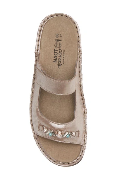 Shop Naot Slide Sandal In Silver Threads Leather