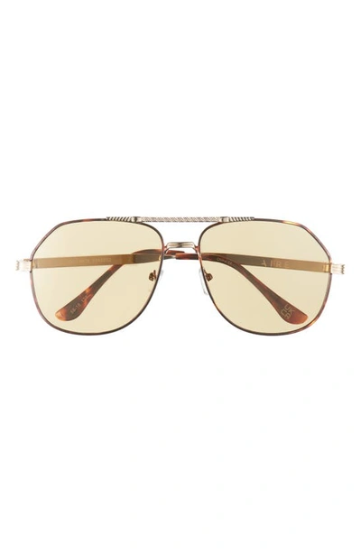 Shop Aire Cosmos 58mm Aviator Sunglasses In Gold / Khaki Tint