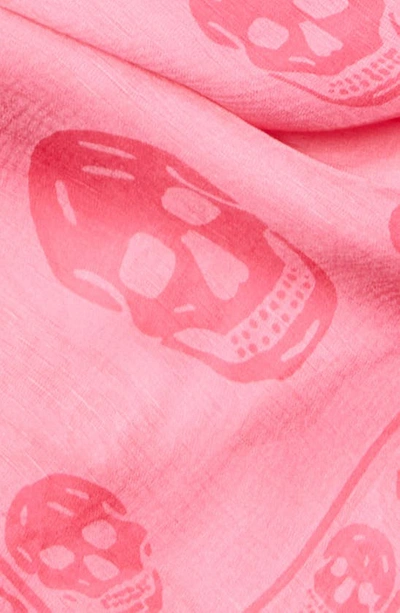 Shop Alexander Mcqueen Skull Silk Scarf In 5800 Roseate