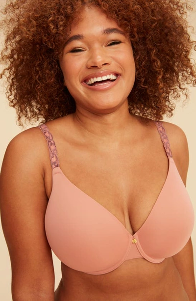 Shop Natori Pure Luxe Underwire T-shirt Bra In Cocoon/ India Ink