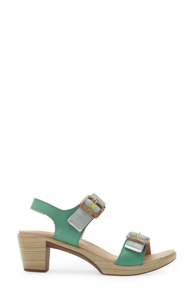 Shop Naot Mode Sandal In Jade/ Teal Linen/ Lime/ Silver