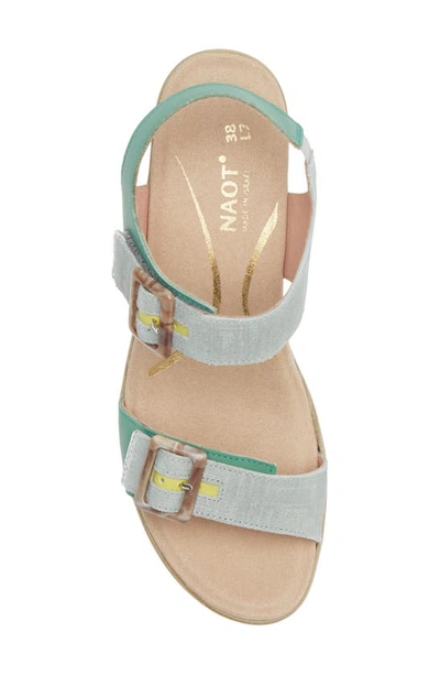 Shop Naot Mode Sandal In Jade/ Teal Linen/ Lime/ Silver