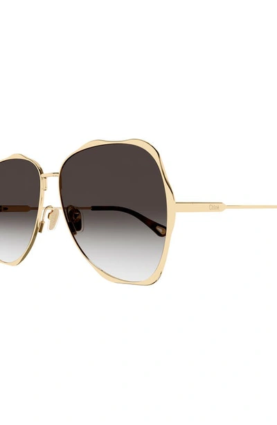 Shop Chloé 60mm Aviator Sunglasses In Gold