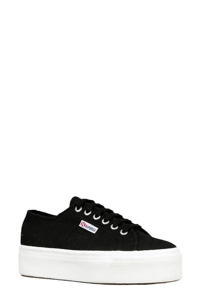 Superga 2790 3d Lettering Platform Sneakers In Black/white | ModeSens