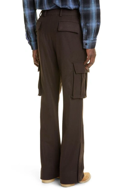 Shop Amiri Wool Flare Cargo Pants In Brown