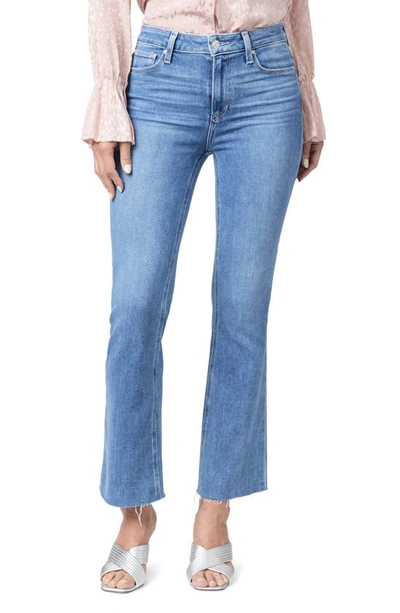 Shop Paige Claudine High Waist Frayed Hem Flare Jeans In Darling W/ Siesta Hem