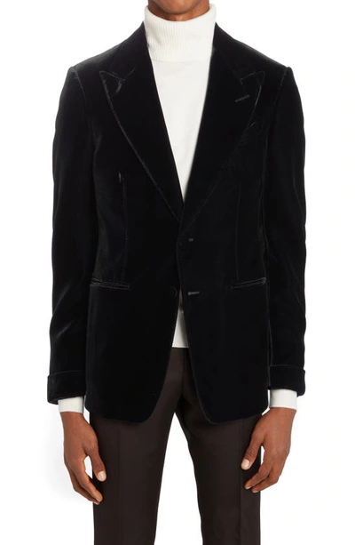 Shop Tom Ford Shelton Fluid Velvet Cocktail Jacket In Black