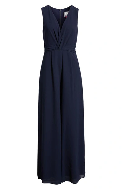 Vince Camuto Twist Front Chiffon Gown In Navy