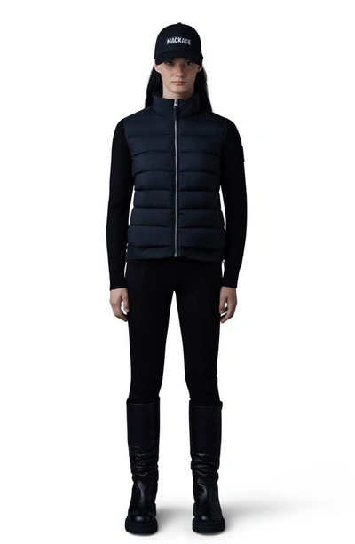 Shop Mackage Oceane Knit Sleeve 800 Fill Power Down Puffer Jacket In Black