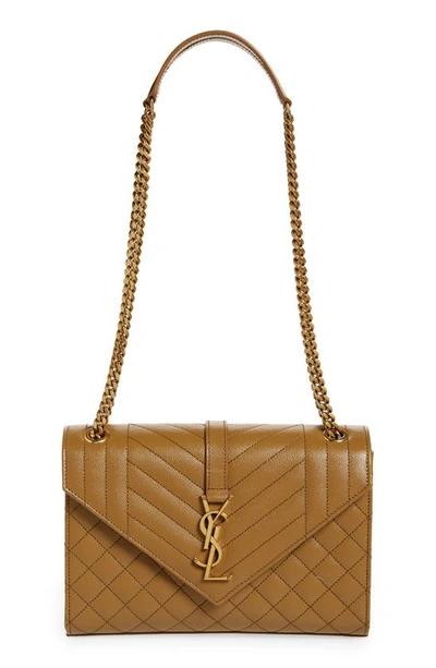 Shop Saint Laurent Medium Cassandra Envelope Bag In Old Oil