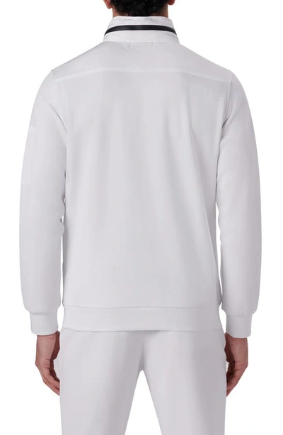 Shop Bugatchi Cotton Blend Zip-up Knit Jacket In White