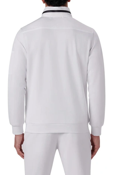 Bugatchi Cotton Blend Zip-up Knit Jacket In White