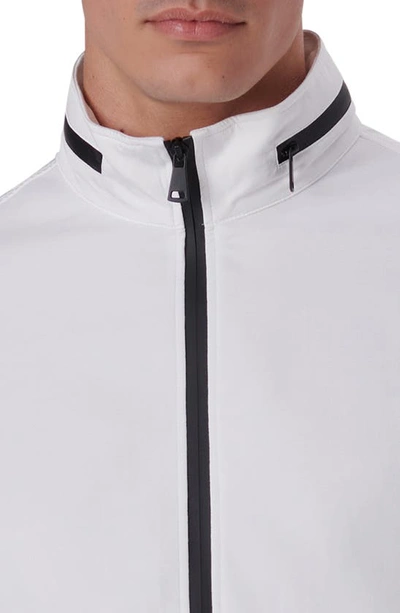 Bugatchi Cotton Blend Zip-up Knit Jacket In White