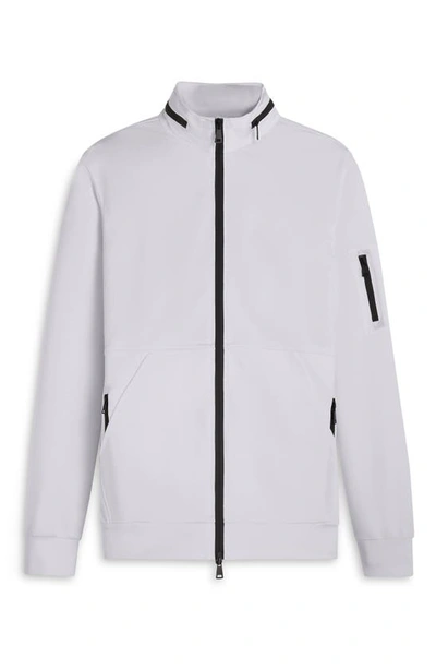 Shop Bugatchi Cotton Blend Zip-up Knit Jacket In White