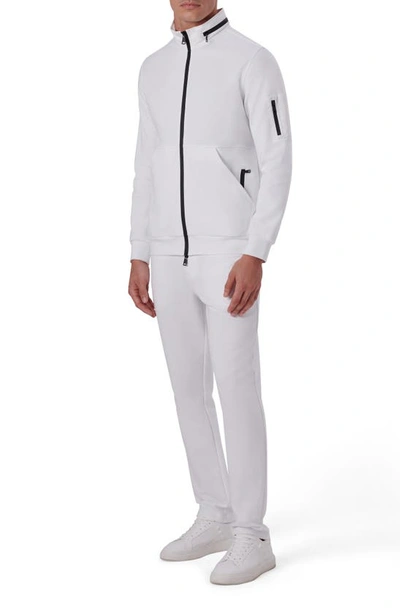 Bugatchi Cotton Blend Zip-up Knit Jacket In White
