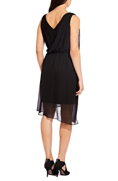Shop Adrianna Papell Chiffon Overlay Matte Jersey Sheath Dress In Black