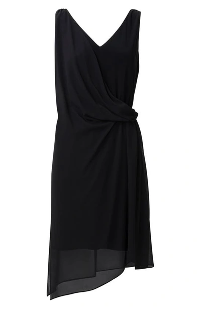 Shop Adrianna Papell Chiffon Overlay Matte Jersey Sheath Dress In Black