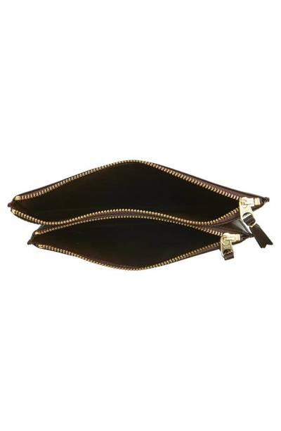 Comme Des Garçons Outside Pocket Leather Zip Pouch In Brown