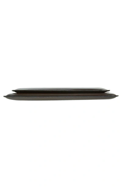 Comme Des Garçons Outside Pocket Leather Zip Pouch In Brown