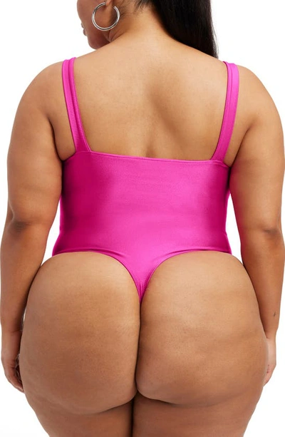 Shop Good American Compression Corset Bodysuit In Fuchsia Pink001