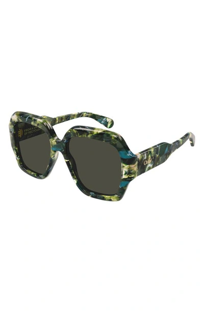 Shop Chloé 56mm Square Sunglasses In Green