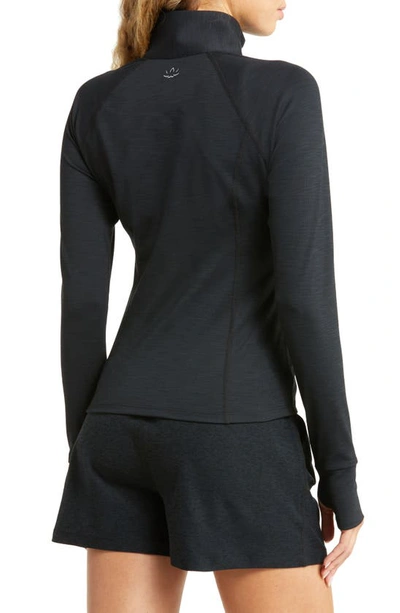 Shop Beyond Yoga Heather Rib Take A Hike Pullover In Black Heather