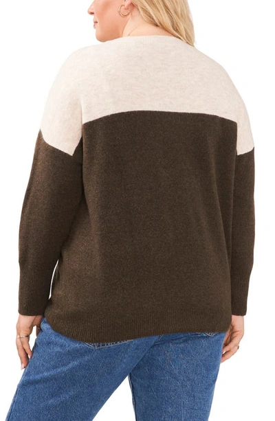 Shop Vince Camuto Colorblock Sweater In Dark Olive