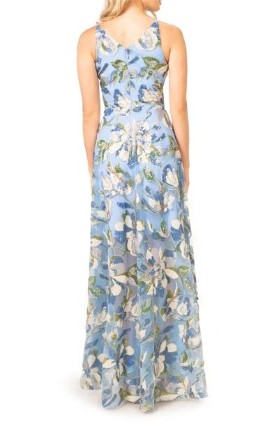 Shop Dress The Population Ariyah Floral Sequin Gown In Sky Blue Multi