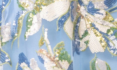 Dress The Population Ariyah Floral Sequin Gown In Sky Blue Multi