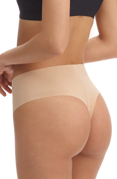 Shop Commando Classic Mid Rise Thong In Beige