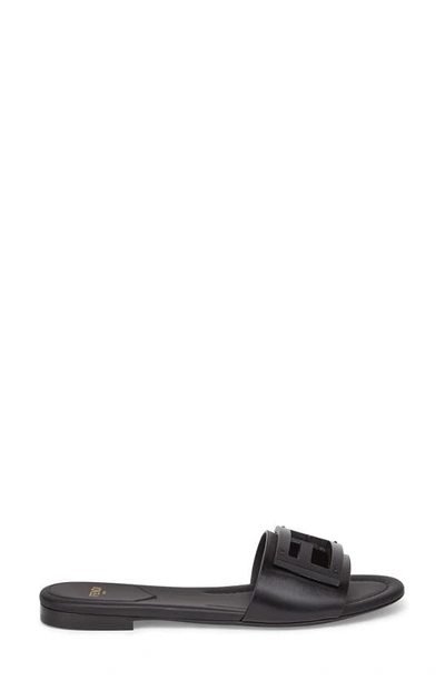 Shop Fendi Signature Logo Slide Sandal In Black