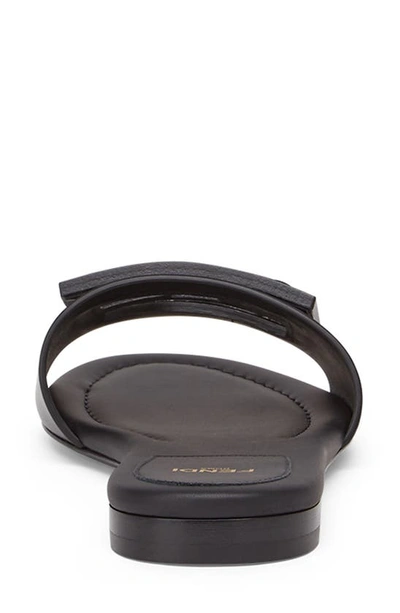 Fendi Baguette Leather Flat Sandals In Black