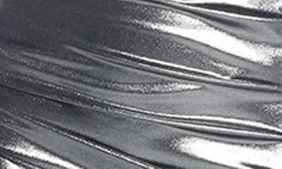 Shop Mugler Impossible Illusion Neckline Metallic Jersey Minidress In Chrome Silver / Nude 2