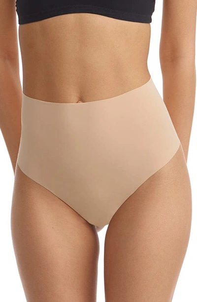 Shop Commando Classic High Rise Thong In Beige