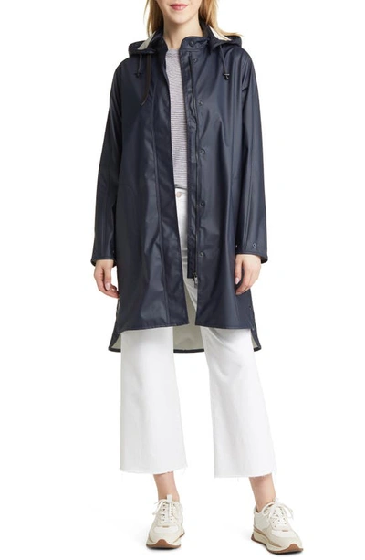 Shop Ilse Jacobsen Hooded Raincoat In Dark Indigo