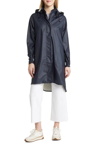 Shop Ilse Jacobsen Hooded Raincoat In Dark Indigo