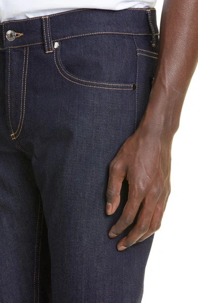 Shop Alexander Mcqueen Studded Straight Leg Jeans In Indigo