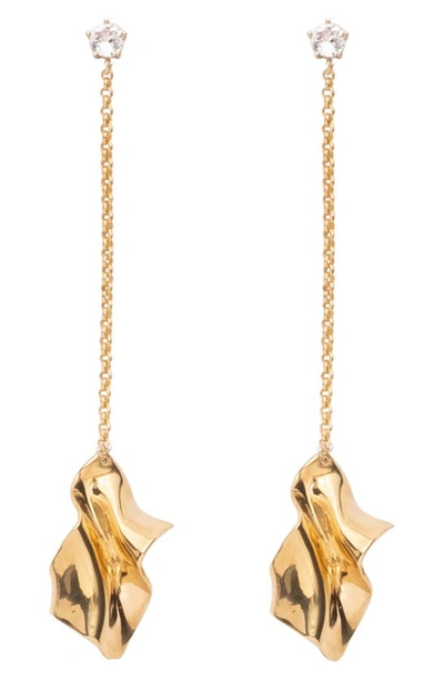 Shop Sterling King Gelsey Fold Drop Earrings In Gold